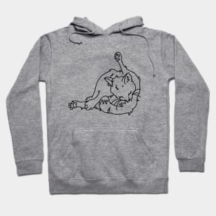 Bad Line Art Cat Lick.. Black Hoodie